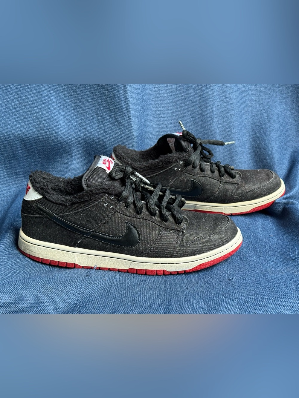 Nike SB Dunk Low Premium Larry Perkins Black Denim Sneakers Mens Size 10.5